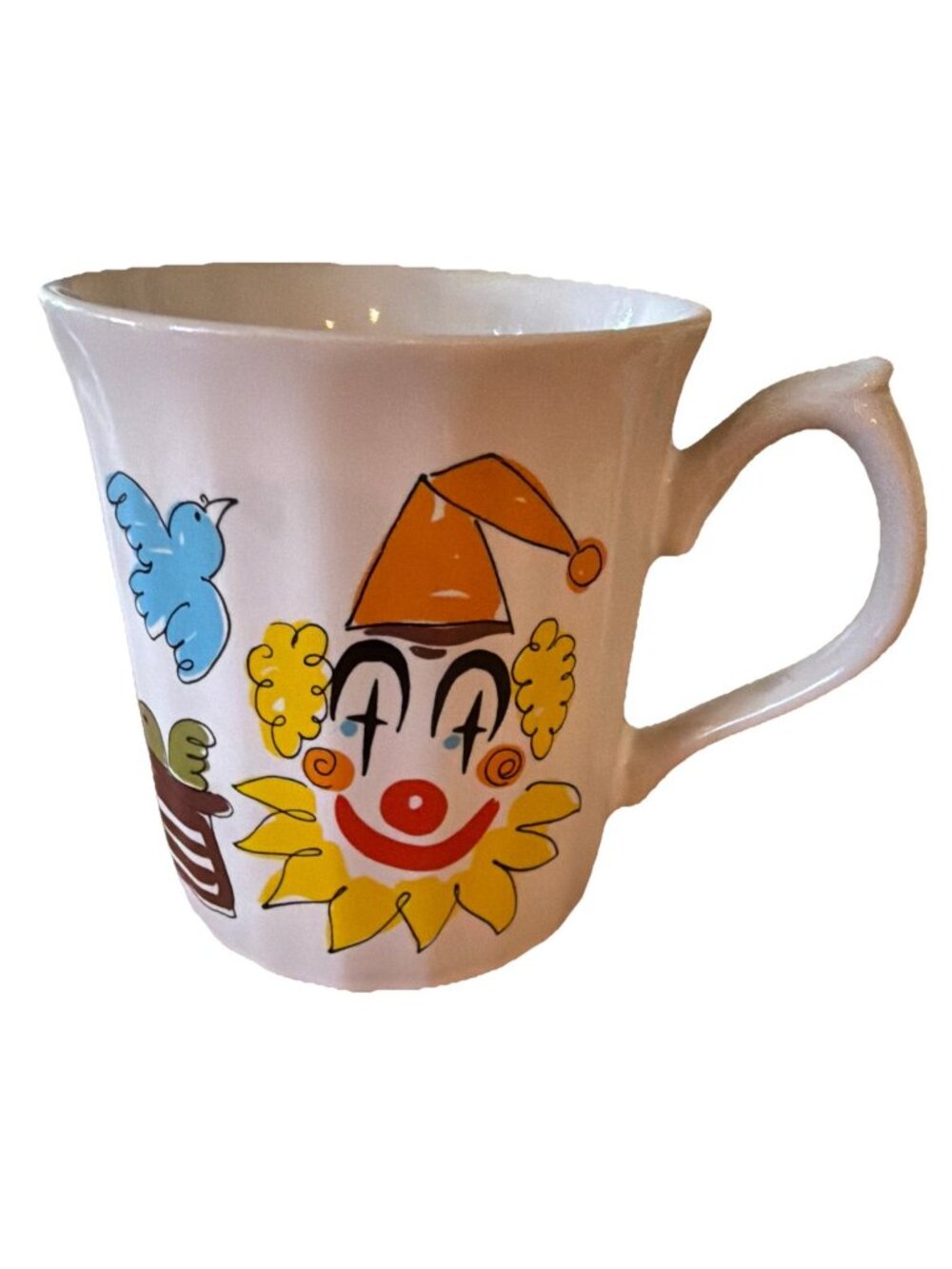 8 oz  Clown and Birds Ceramic Coffee Mug Made in Japan